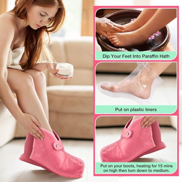 Paraffin Wax Heated Booties, Electric Heated Nail Art Pedicure Foot Cover, Infra - Picture 2 of 7